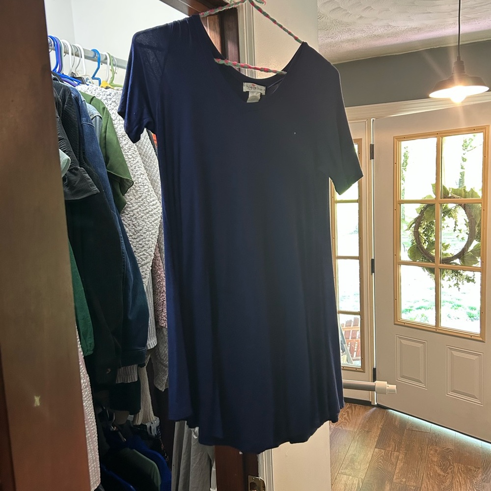 Size Medium basic navy blue t shirt dress